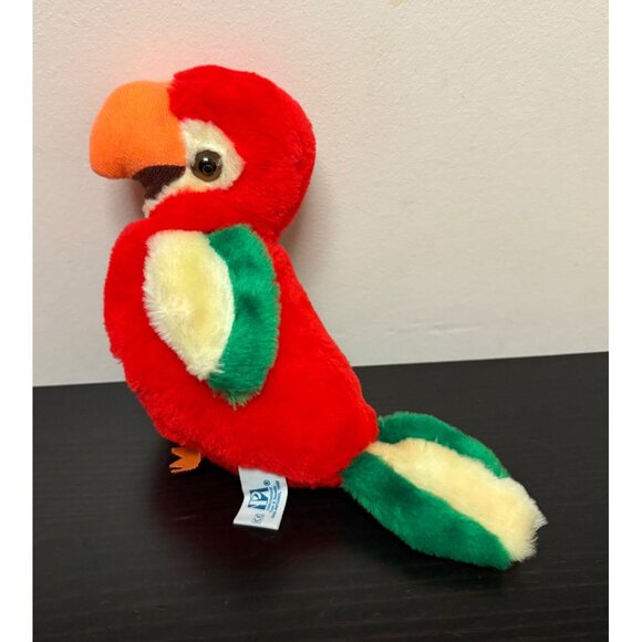 Red And Green Plush Parrot Bird Stuffed Animal Toy NPA International 9" Vintage - Picture 1 of 6